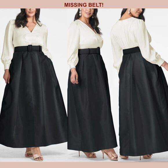 Sachin + Babi Dresses & Skirts - NWD $895 Sachin & Babi [ 20W ] Zoe V Neck Box Pleat Ball‎ Gown Ivory Black